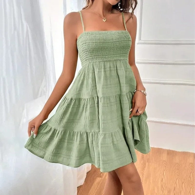 Summer A Line Mini Dress - Sage
