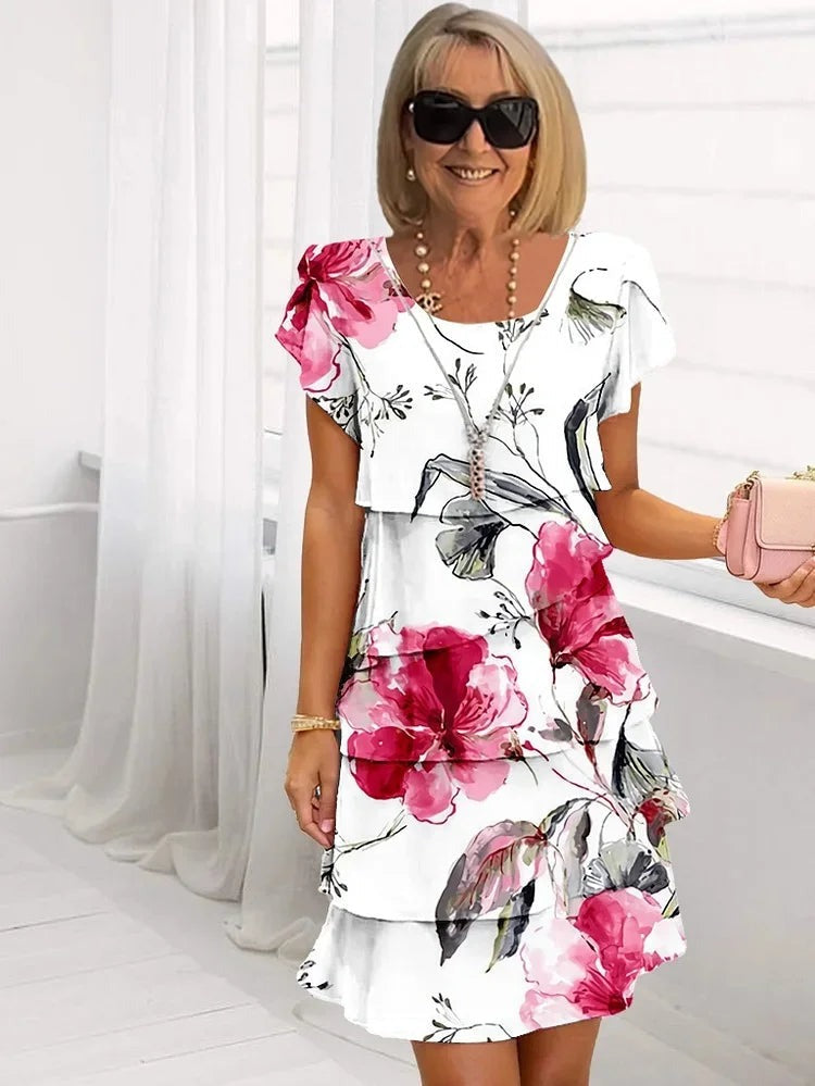 Summer Tiered Mini Dress - White