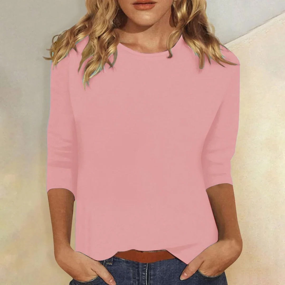 Three Quarter Sleeve Top - Pink