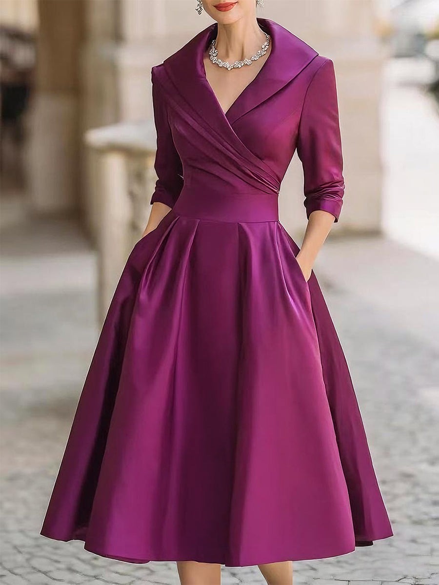 Wedding Guest Midi Dress - Purple