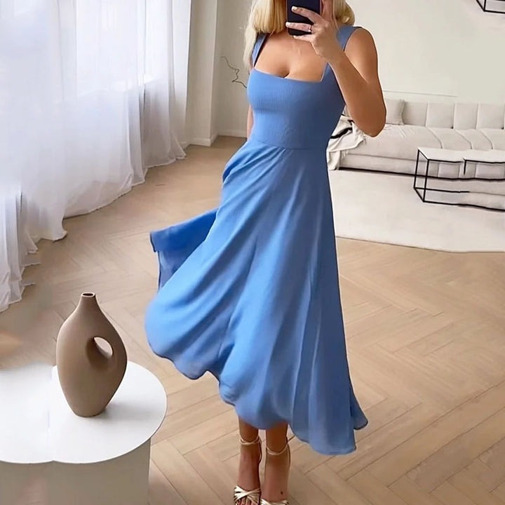 A Line Midi Dress - Blue