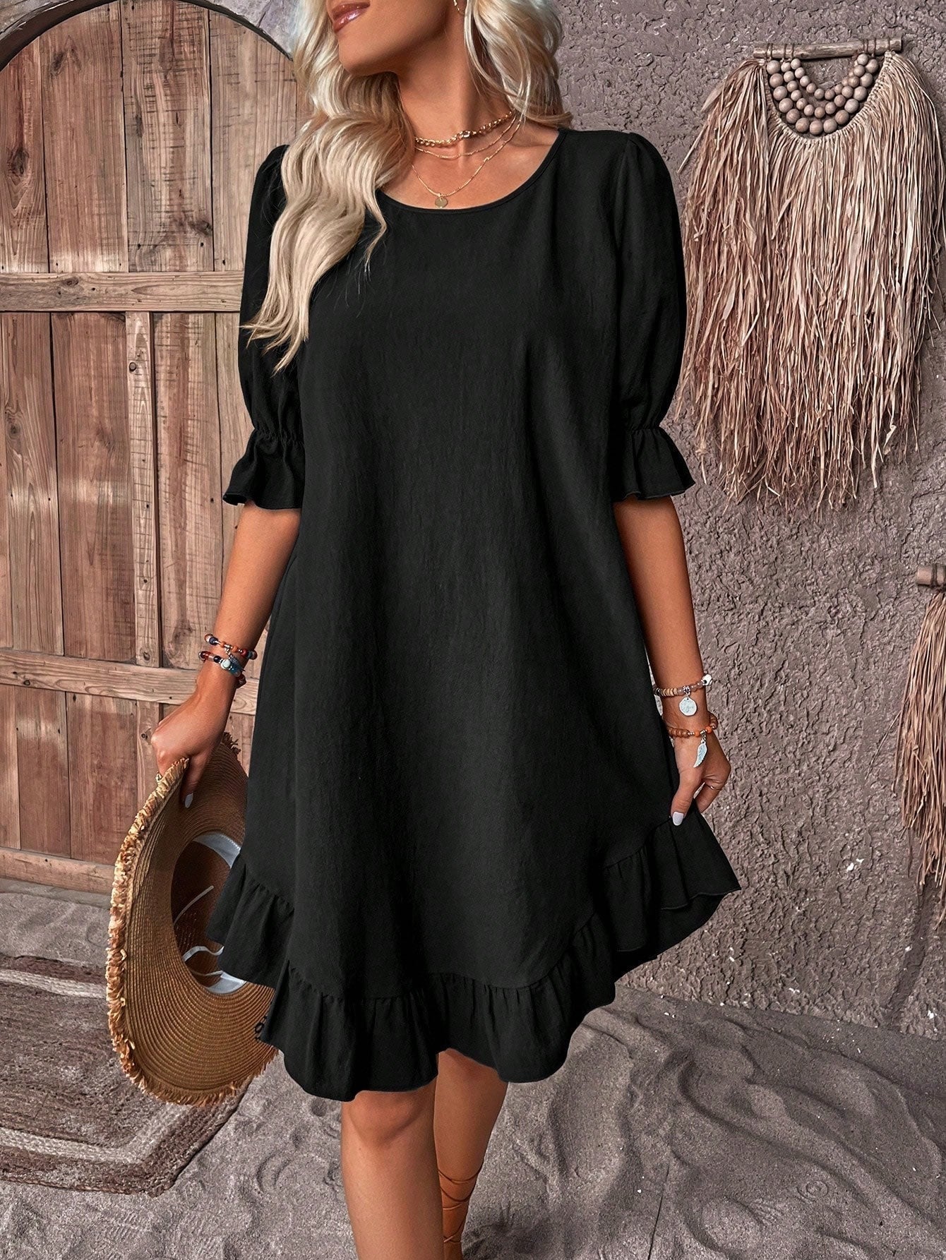 A Line Mini Dress - Black (Almost sold out)