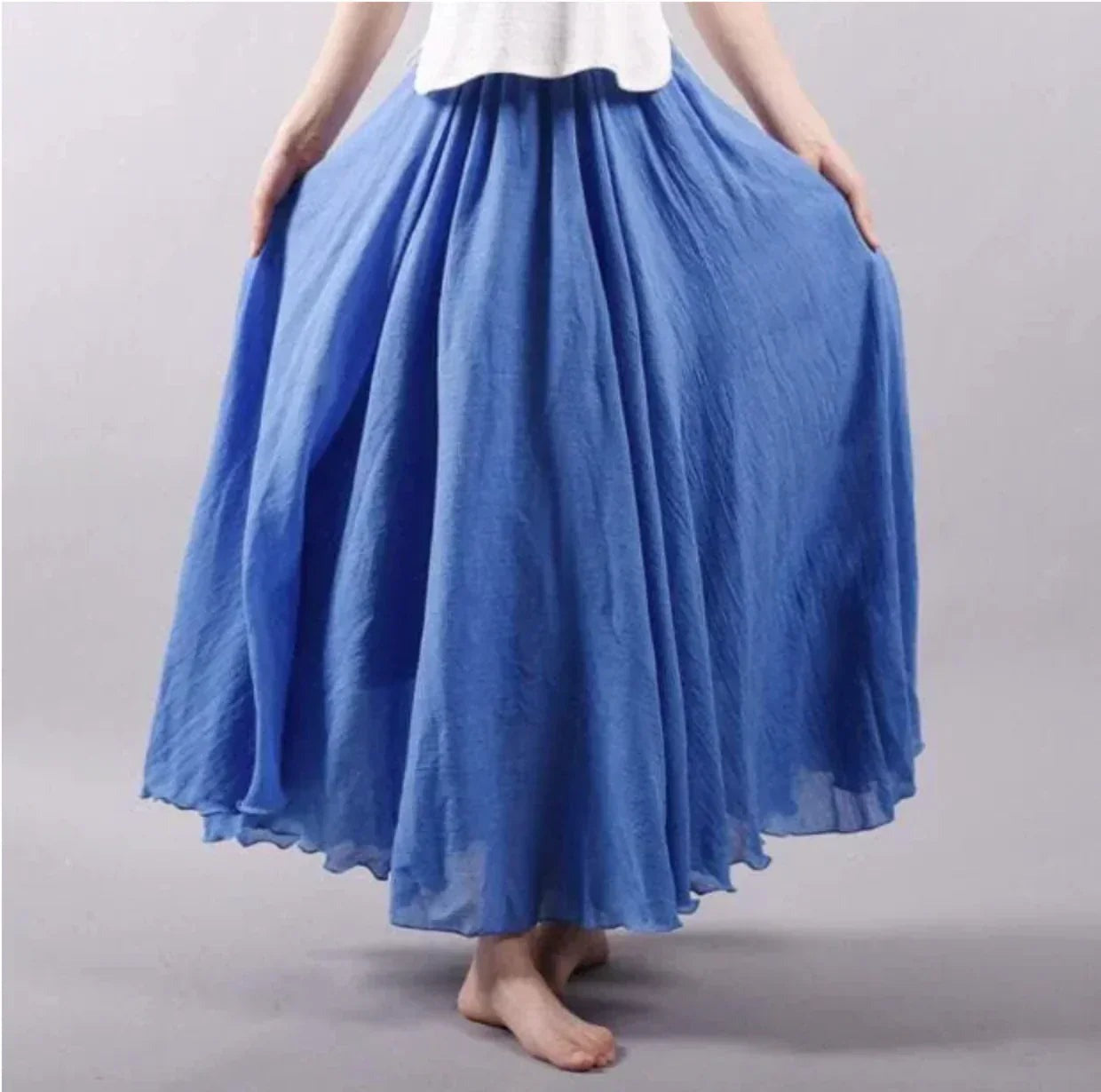 A Line Pleated Maxi Skirt