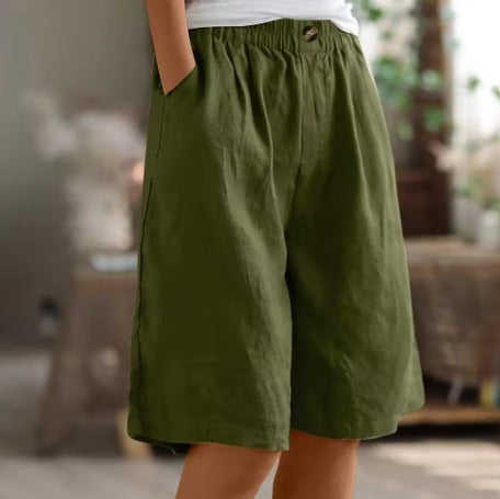 Baggy Knee Length Shorts - Army Green