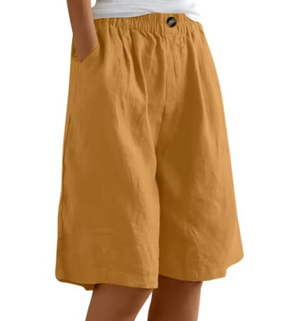 Baggy Knee Length Shorts - Earthy Yellow