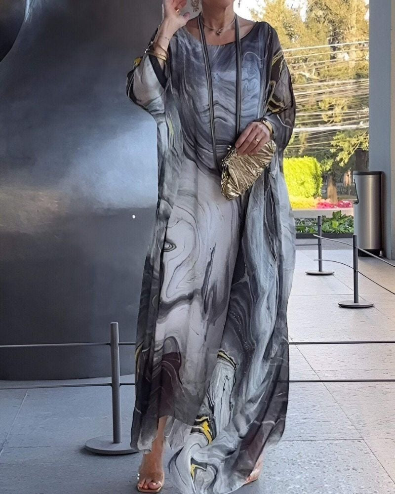 Beach Kaftan Maxi Dress - Grey