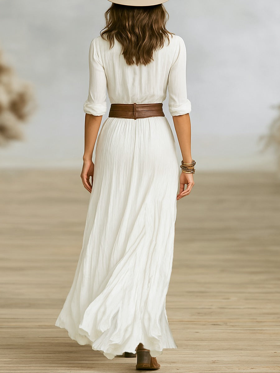 Belted Maxi Shirt Dress