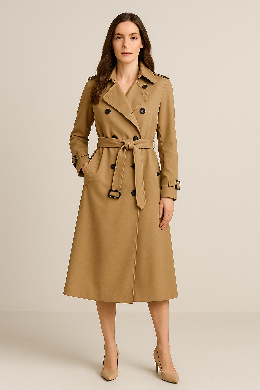 Belted Trench Coat - Beige