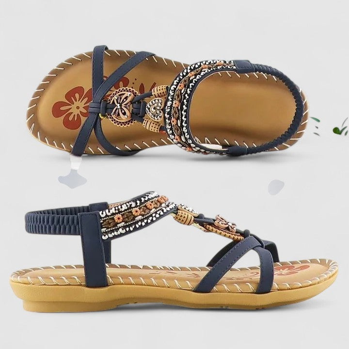 Boho Beaded Sandals - Cobalt Blue