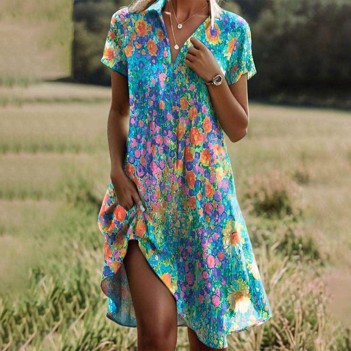 Boho Floral Midi Dress - Multicolour