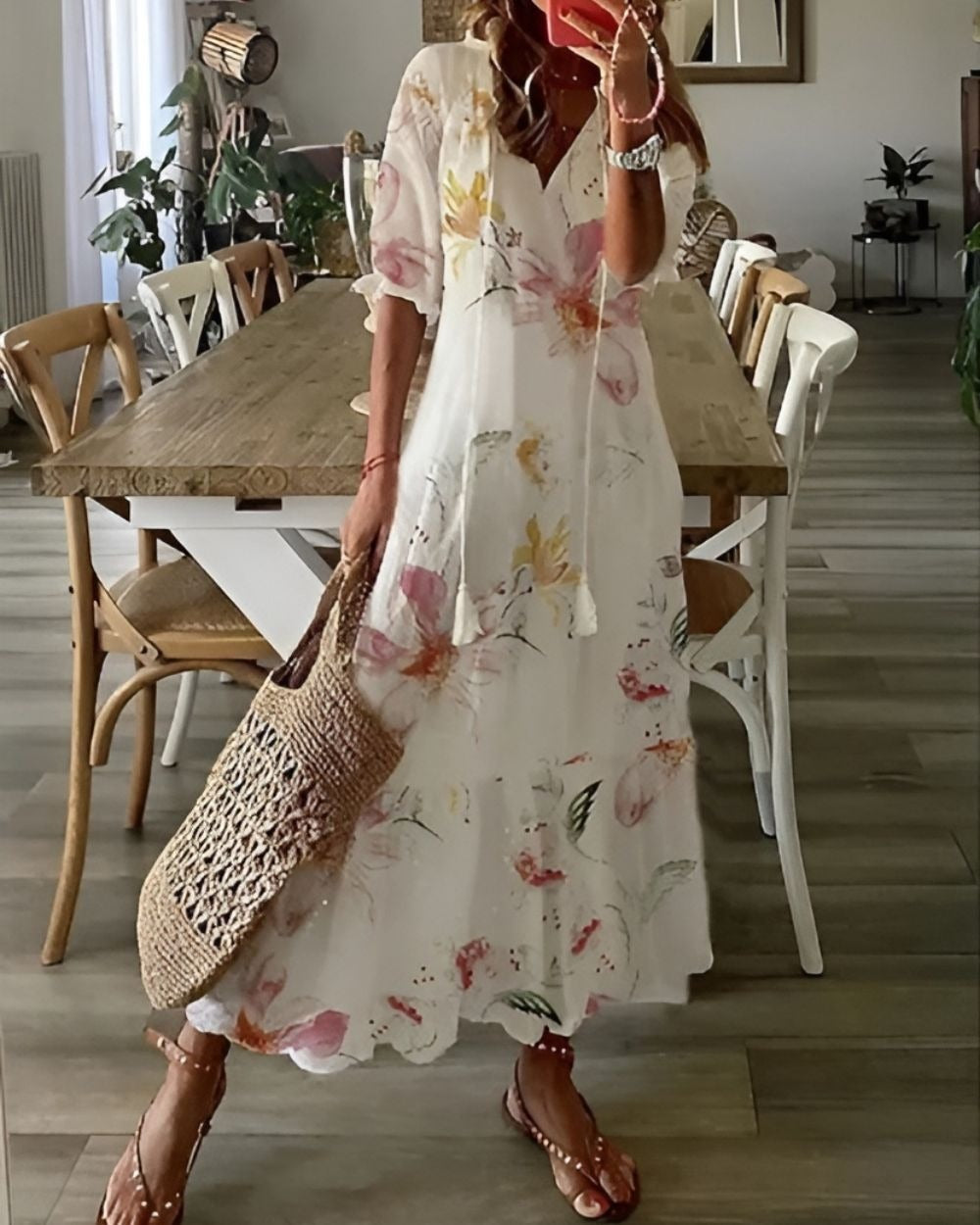 Boho Printed Maxi Dress - White 1 (Almost sold out)
