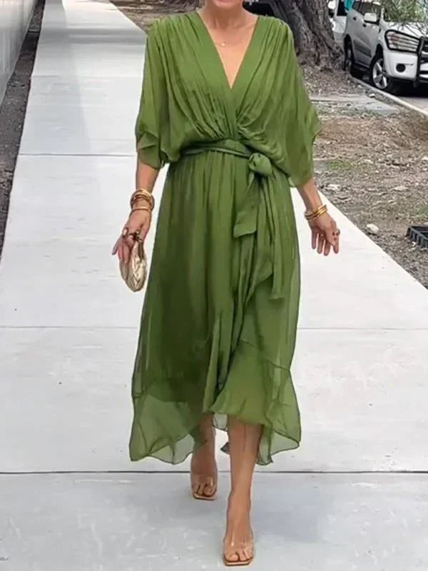 Boho Wrap Midi Dress - Green