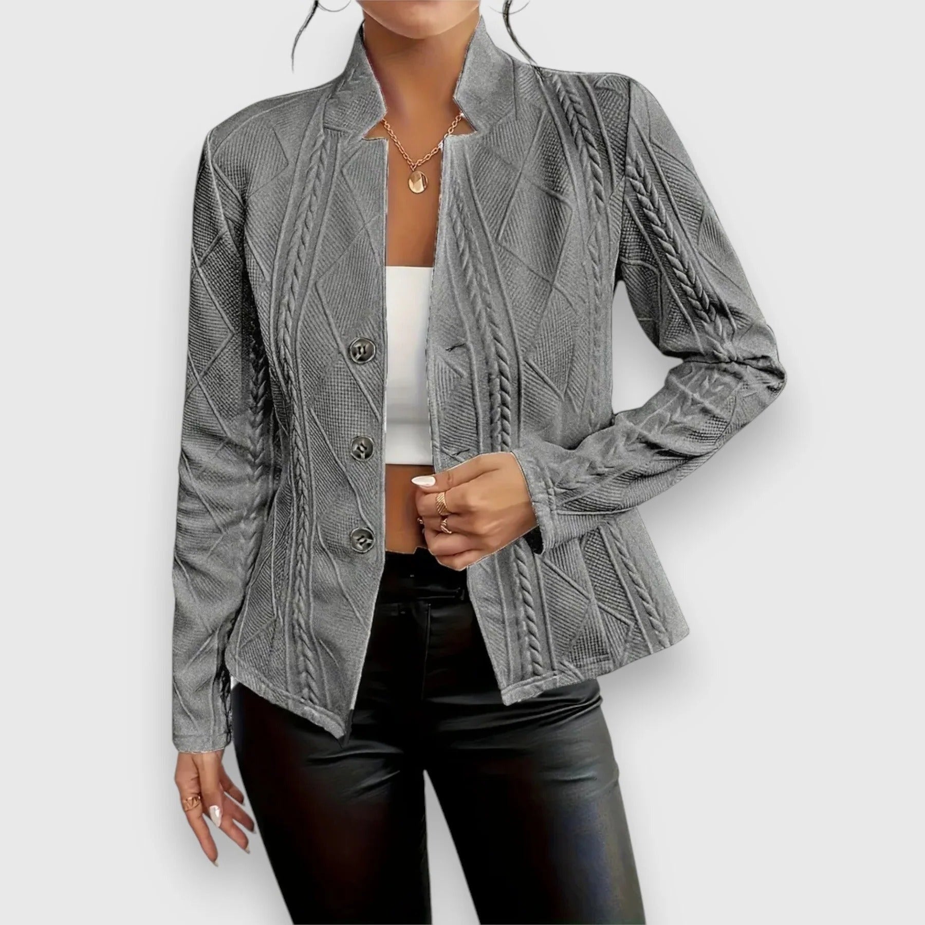 Cable Knit Jacket - Gray