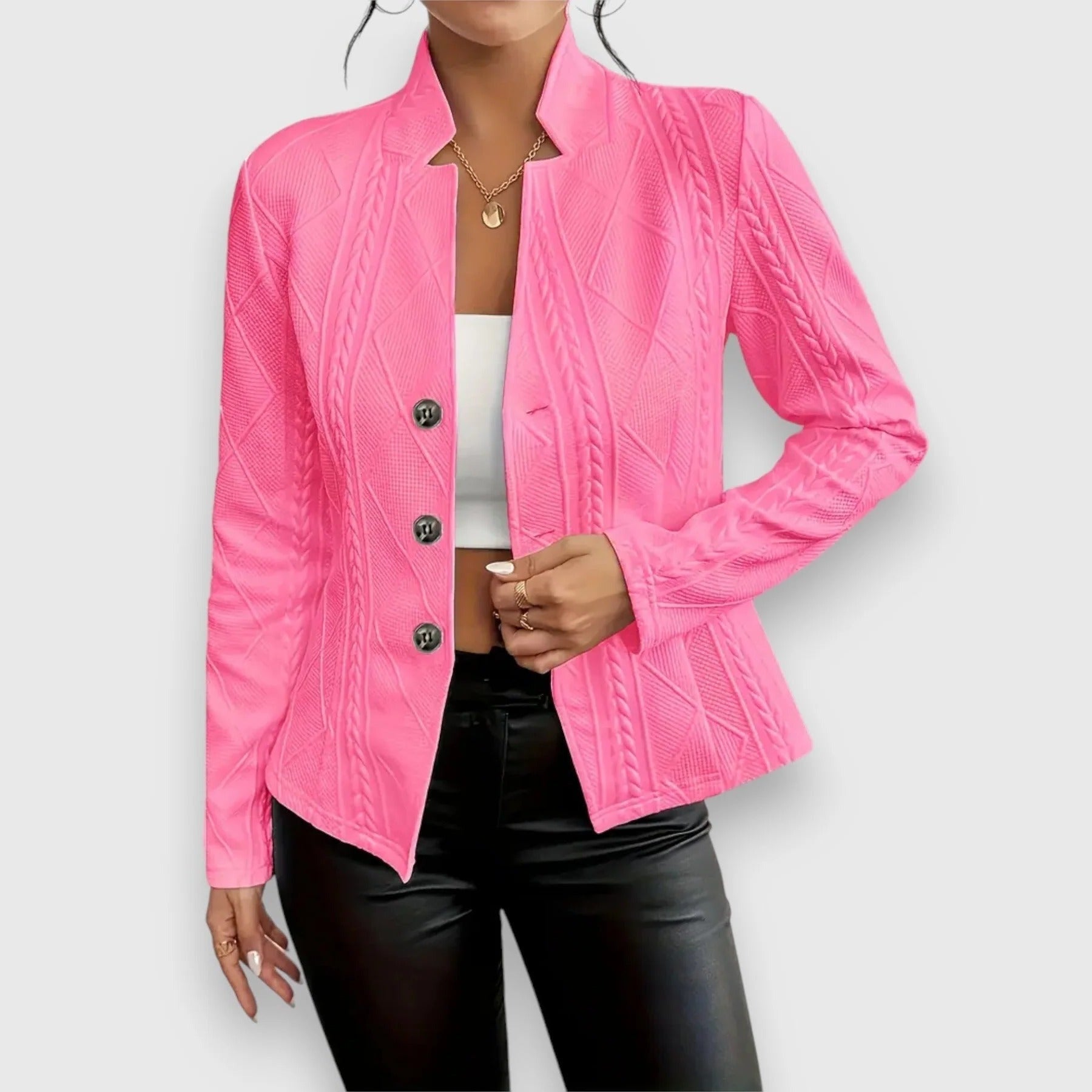 Cable Knit Jacket - Pink