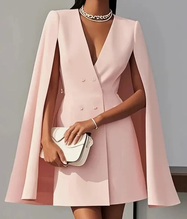 Cape Sleeve Blazer Dress - Pink
