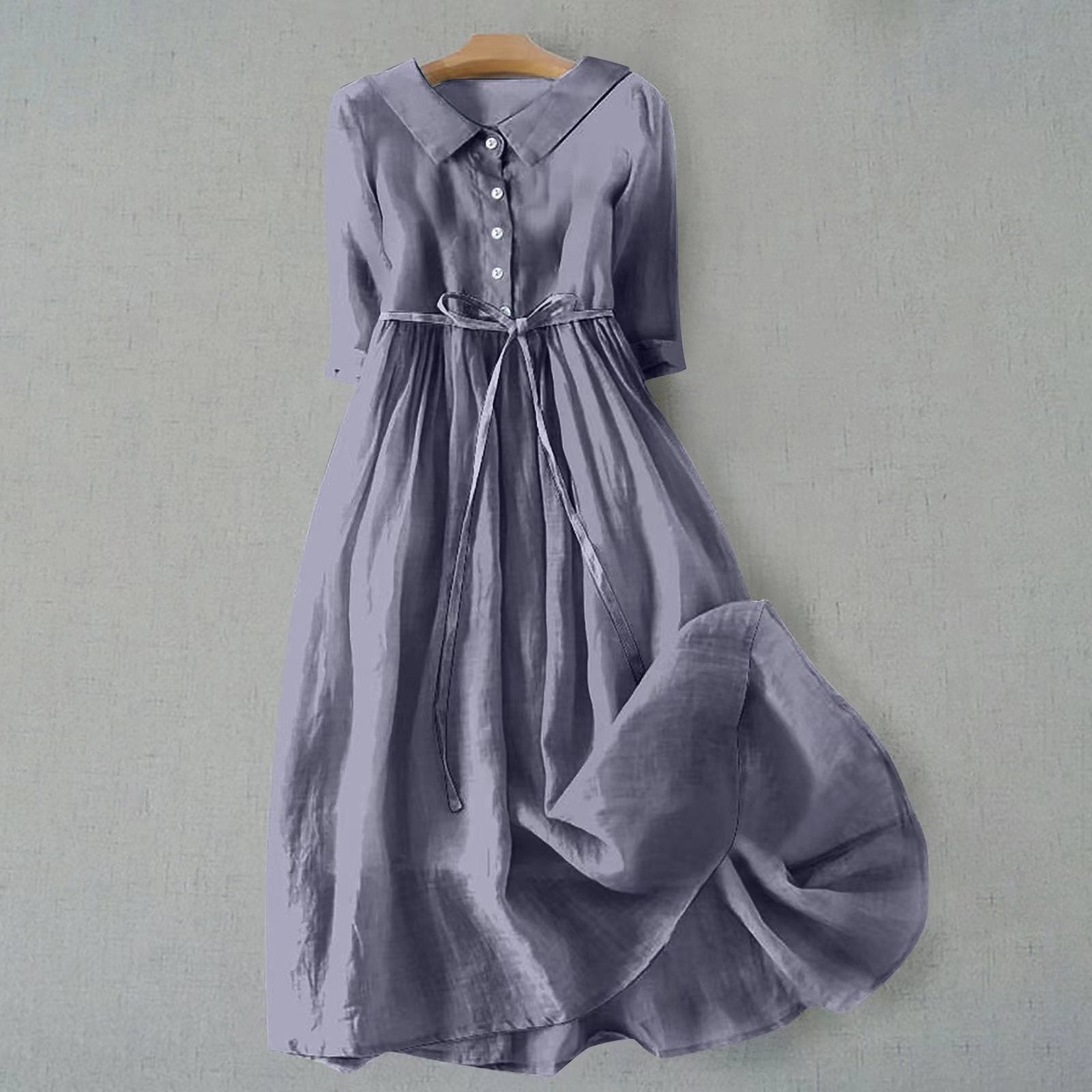 Casual A Line Shirt Dress - Lavender Grey