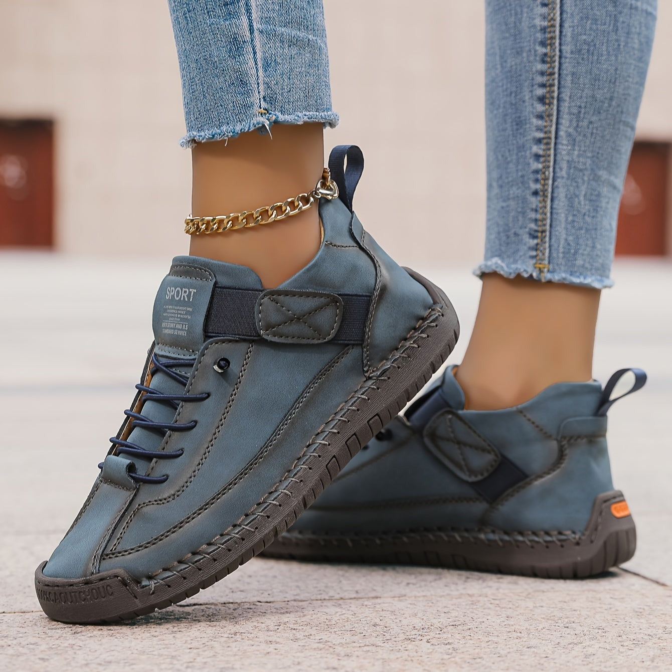 Casual Low Top Sneakers - Navy Blue