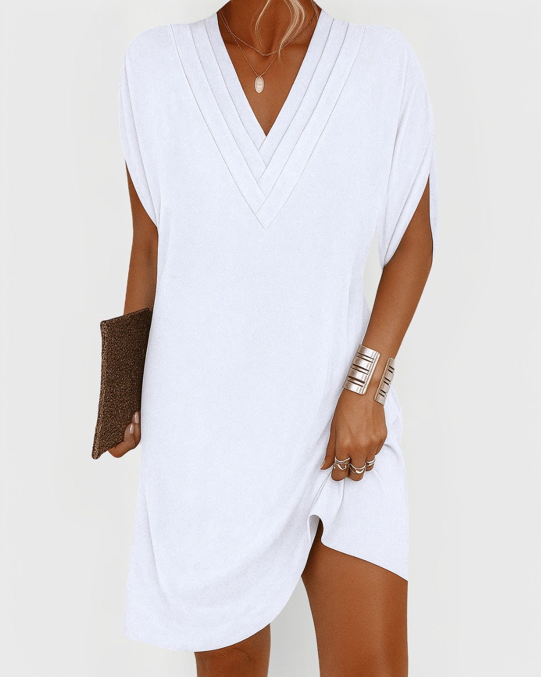 Casual Shift Mini Dress - White