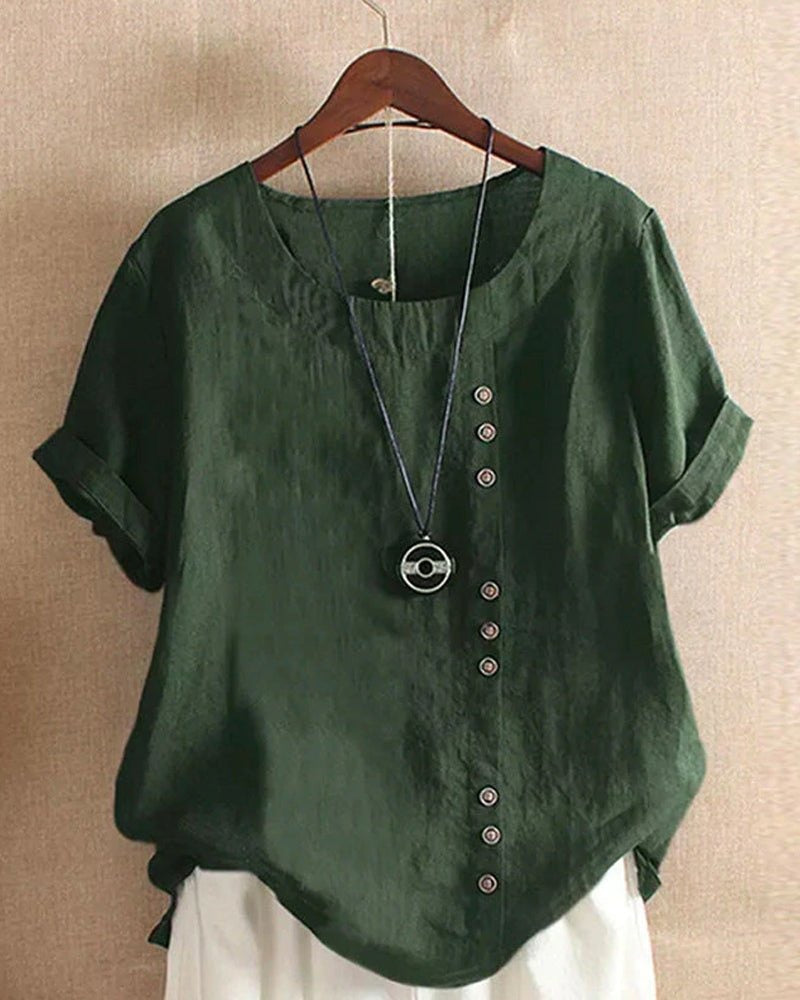 Casual Short Sleeve Top - Dark Green