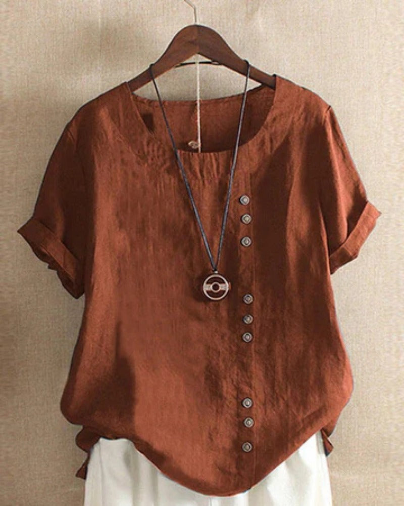 Casual Short Sleeve Top - Rust