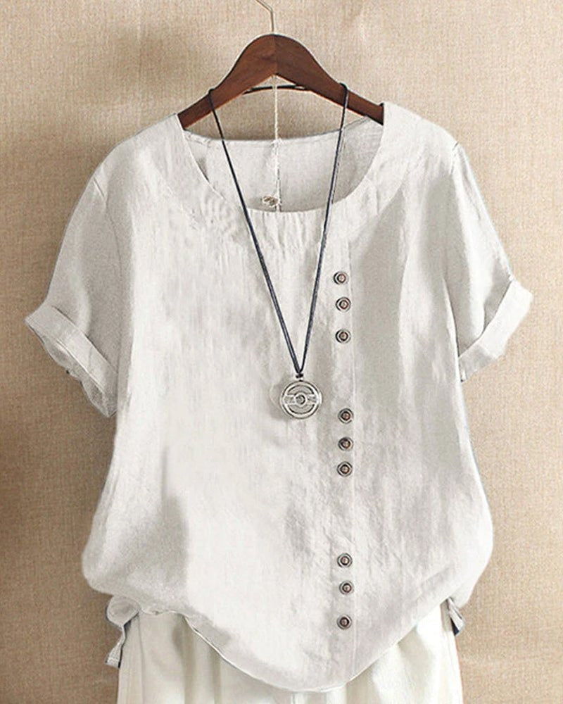 Casual Short Sleeve Top - White