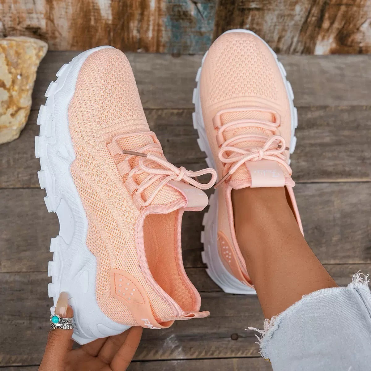 Chunky Platform Sneakers - Peach