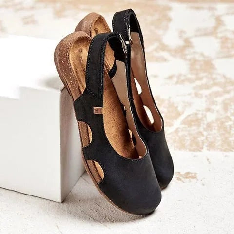 Closed Toe Slingback Sandals - Black