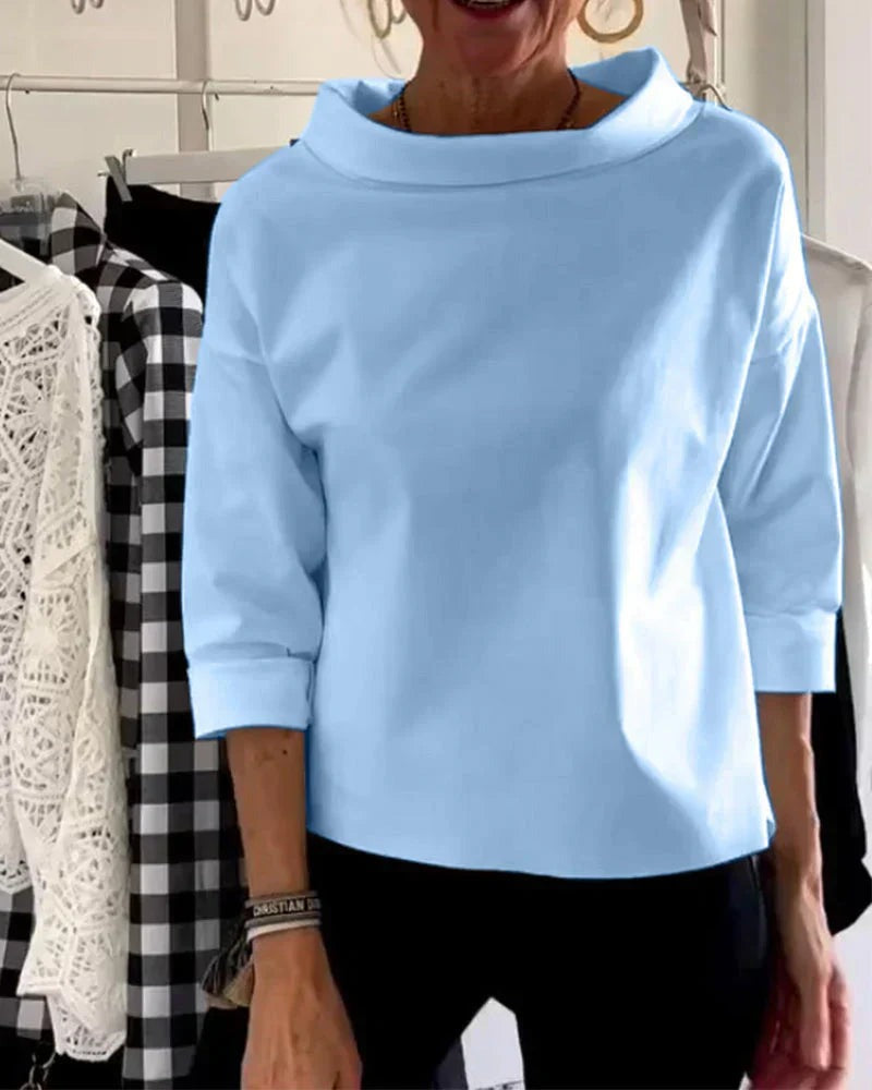 Cowl Neck Top - Blue