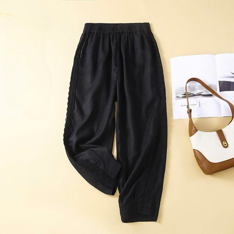 Cropped Tapered Pants - Black