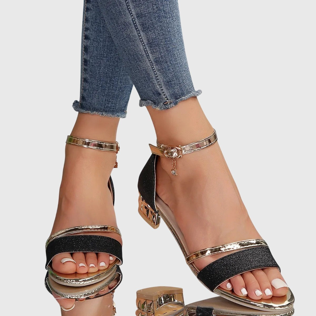 Embellished Block Heel Sandals