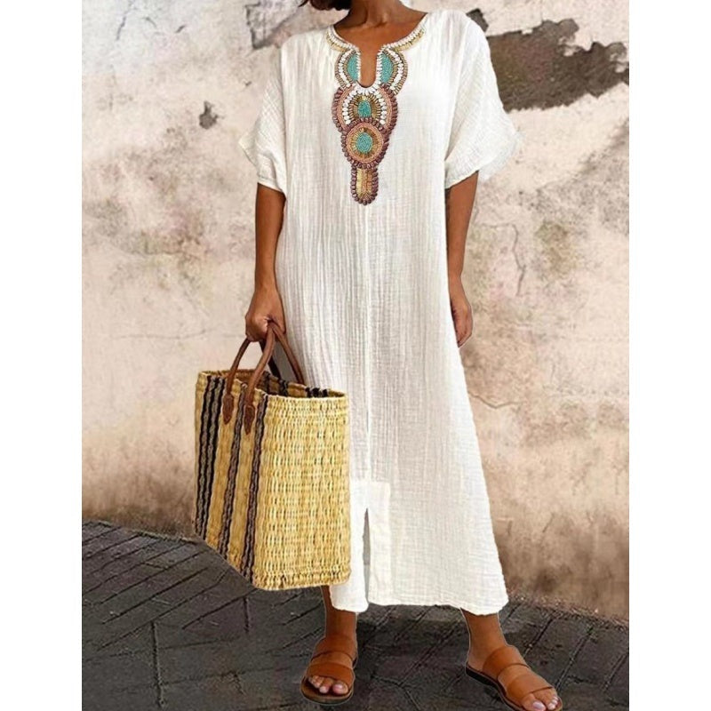 Embroidered Beach Maxi Dress