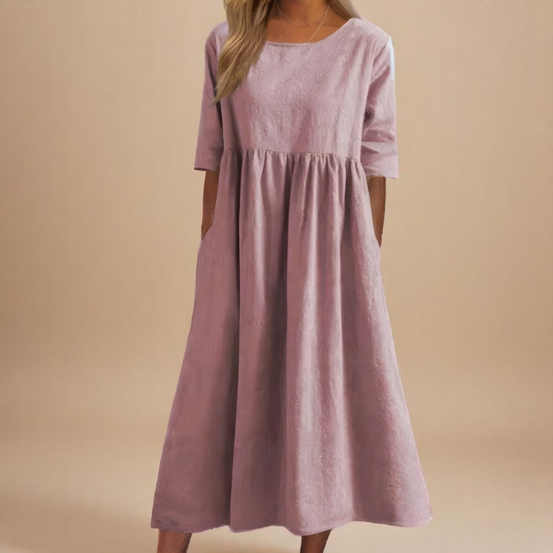 Empire Waist Midi Dress - Dusty Pink