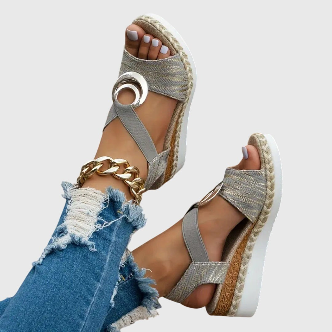 Espadrille Wedge Sandals - Gray