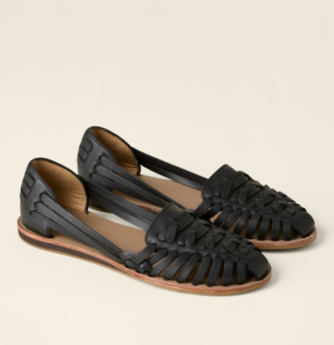 Flat Huarache Sandals - Black