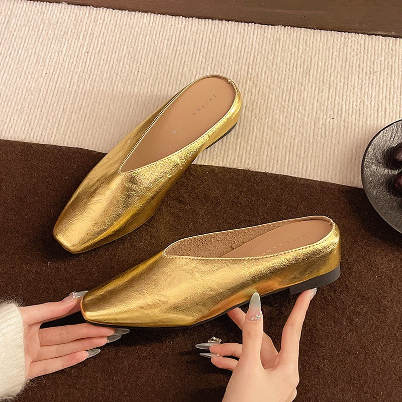 Flat Mules - Gold