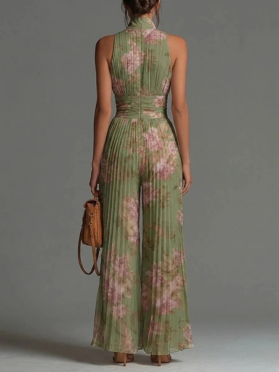 Floral Halter Wide Leg Jumpsuit