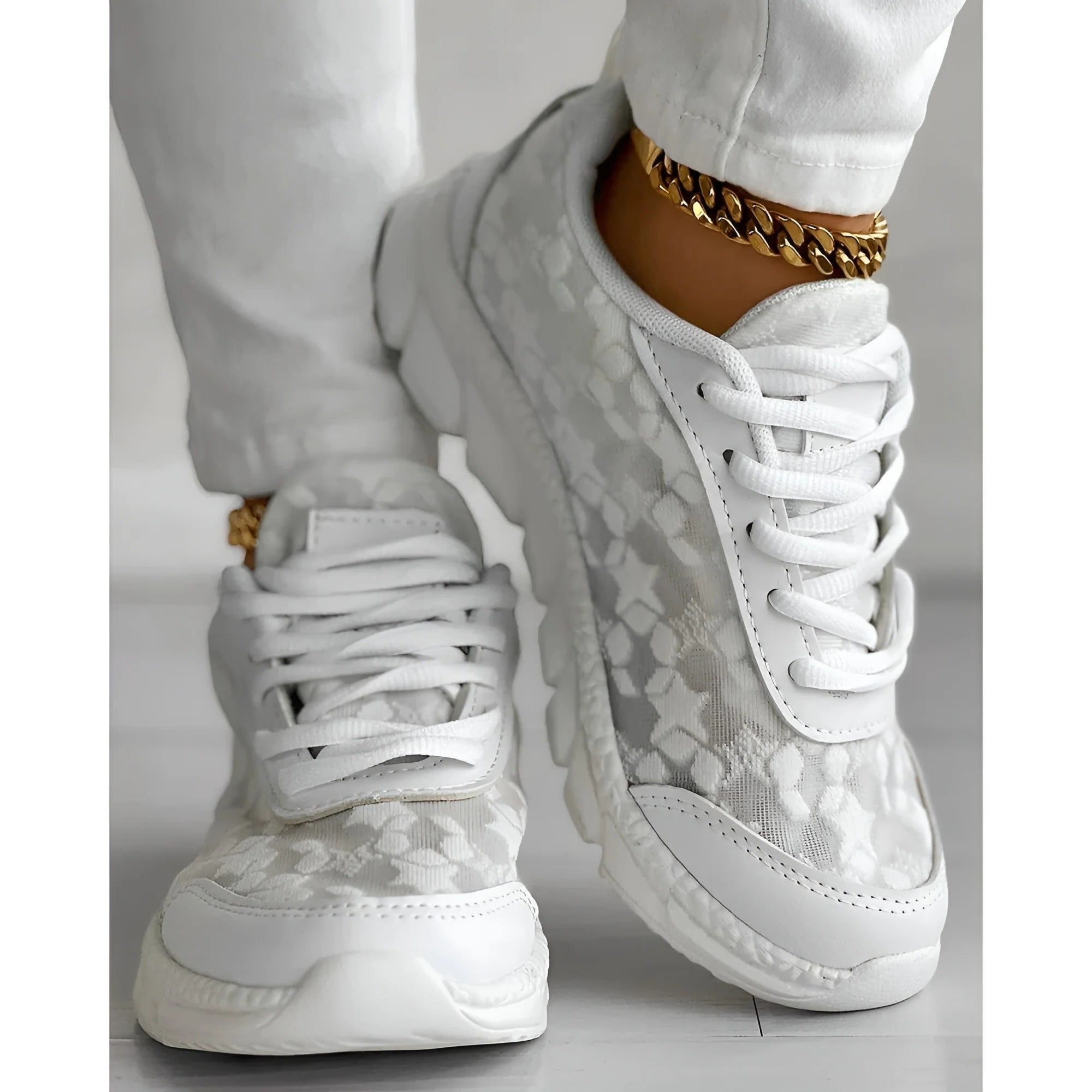 Floral Lace Platform Sneakers