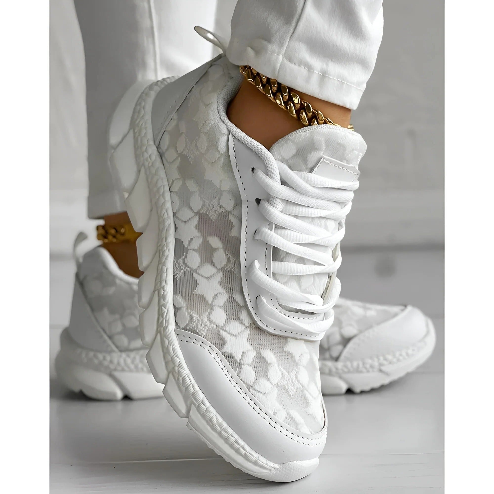 Floral Lace Platform Sneakers