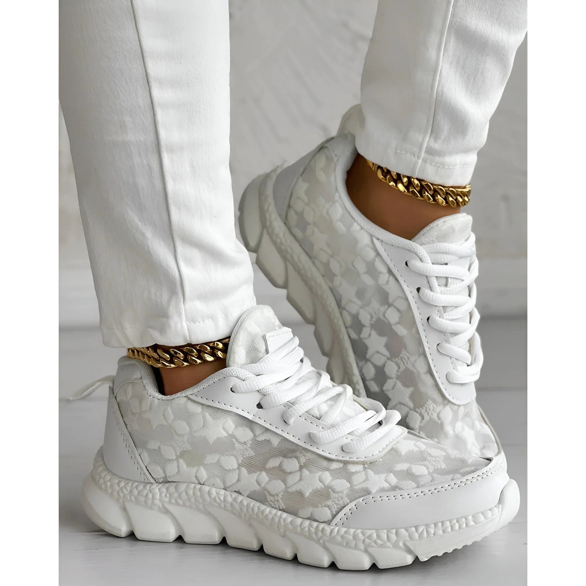Floral Lace Platform Sneakers