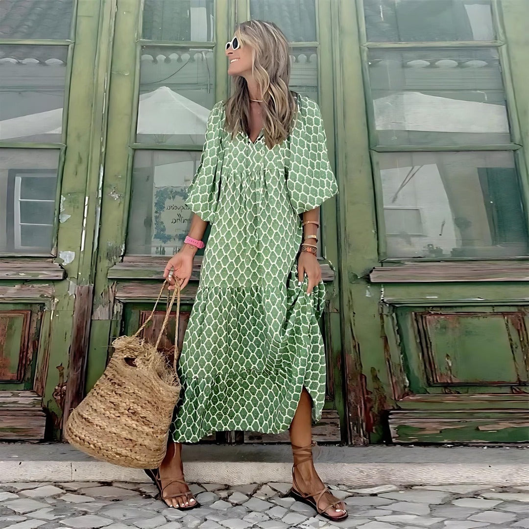 Floral Puff Sleeve Maxi Dress