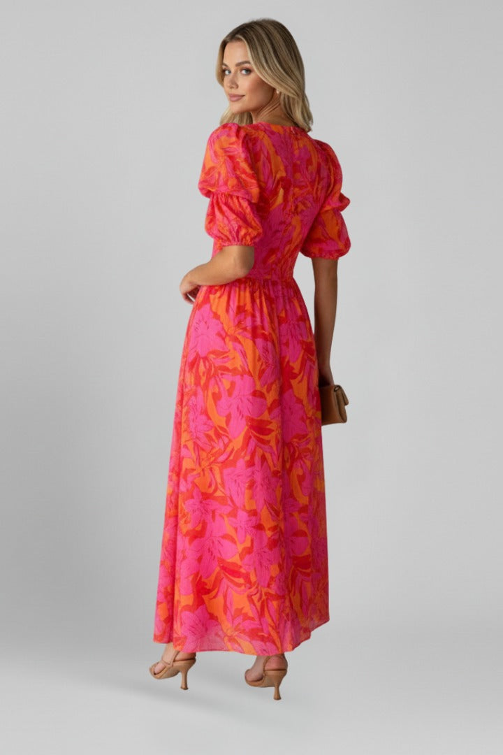 Floral Puff Sleeve Maxi Dress