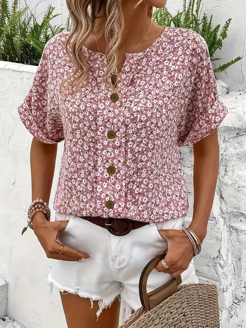 Floral Short Sleeve Blouse