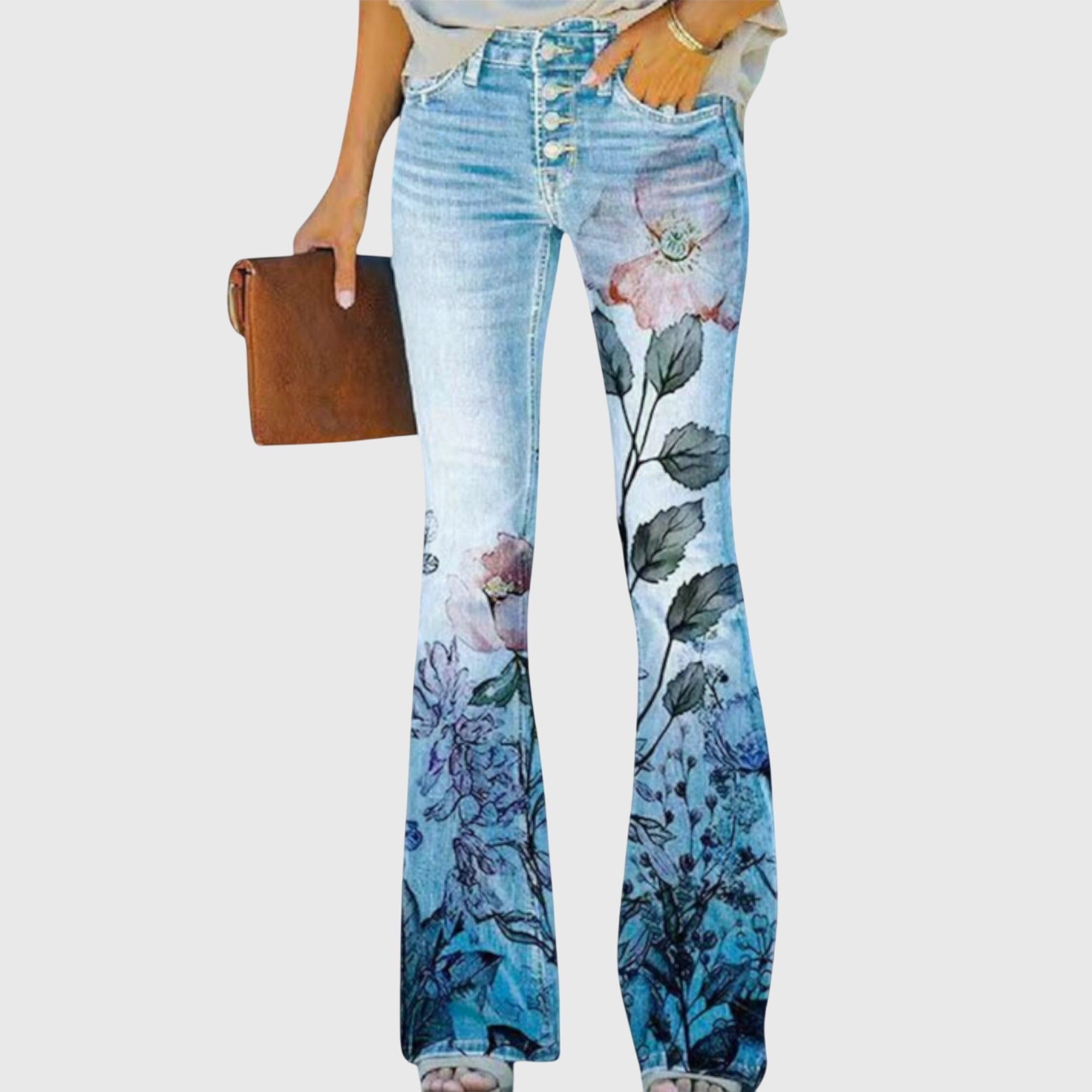 Floral Skinny Jeans - Blue Flower
