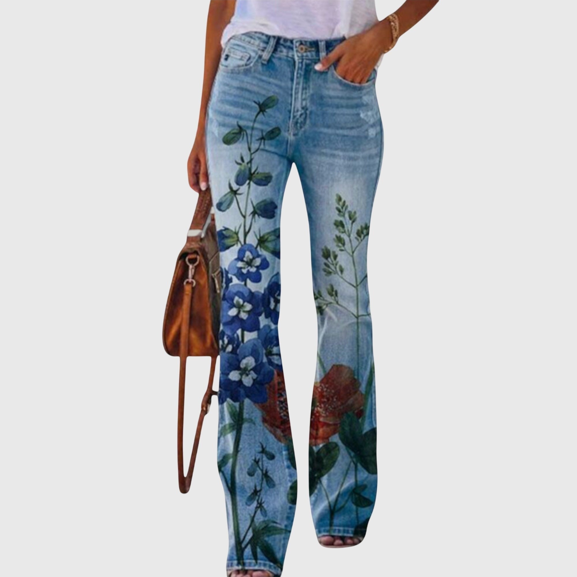 Floral Skinny Jeans - Red Flower 2