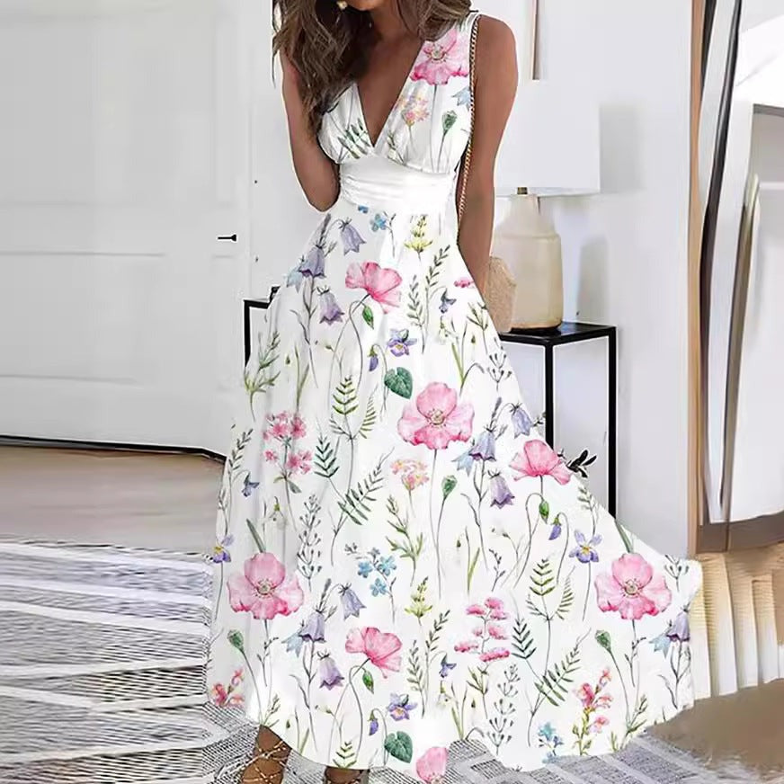 Floral Wedding Guest Maxi Dress - Pink Flower