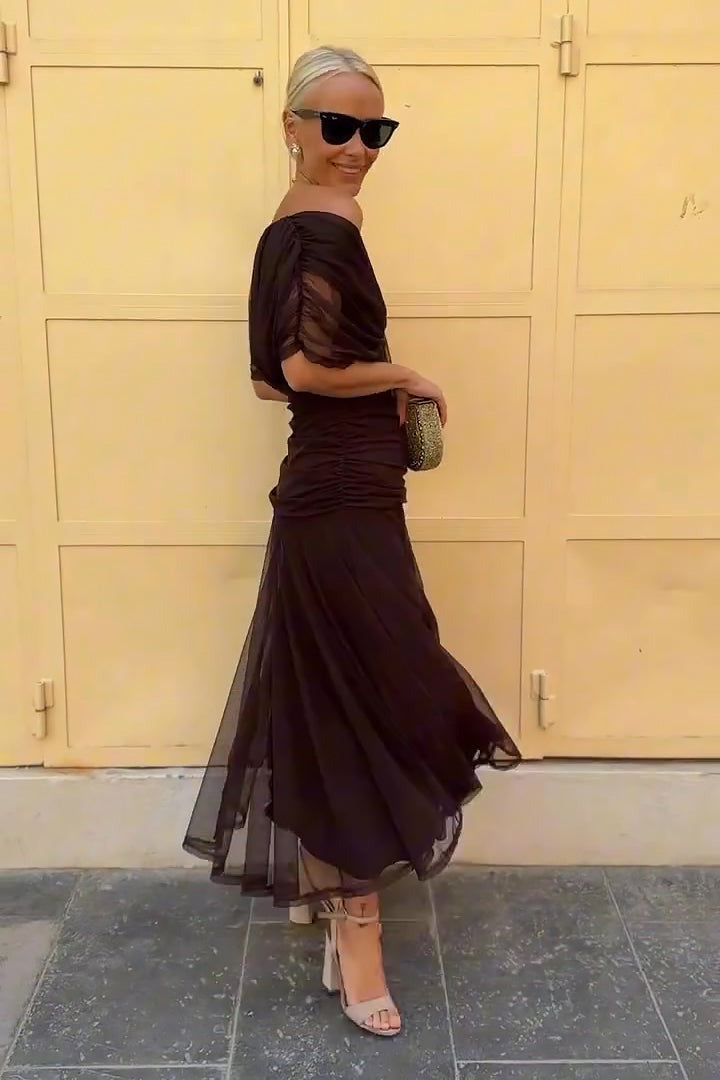 Formal Off Shoulder Midi Dress