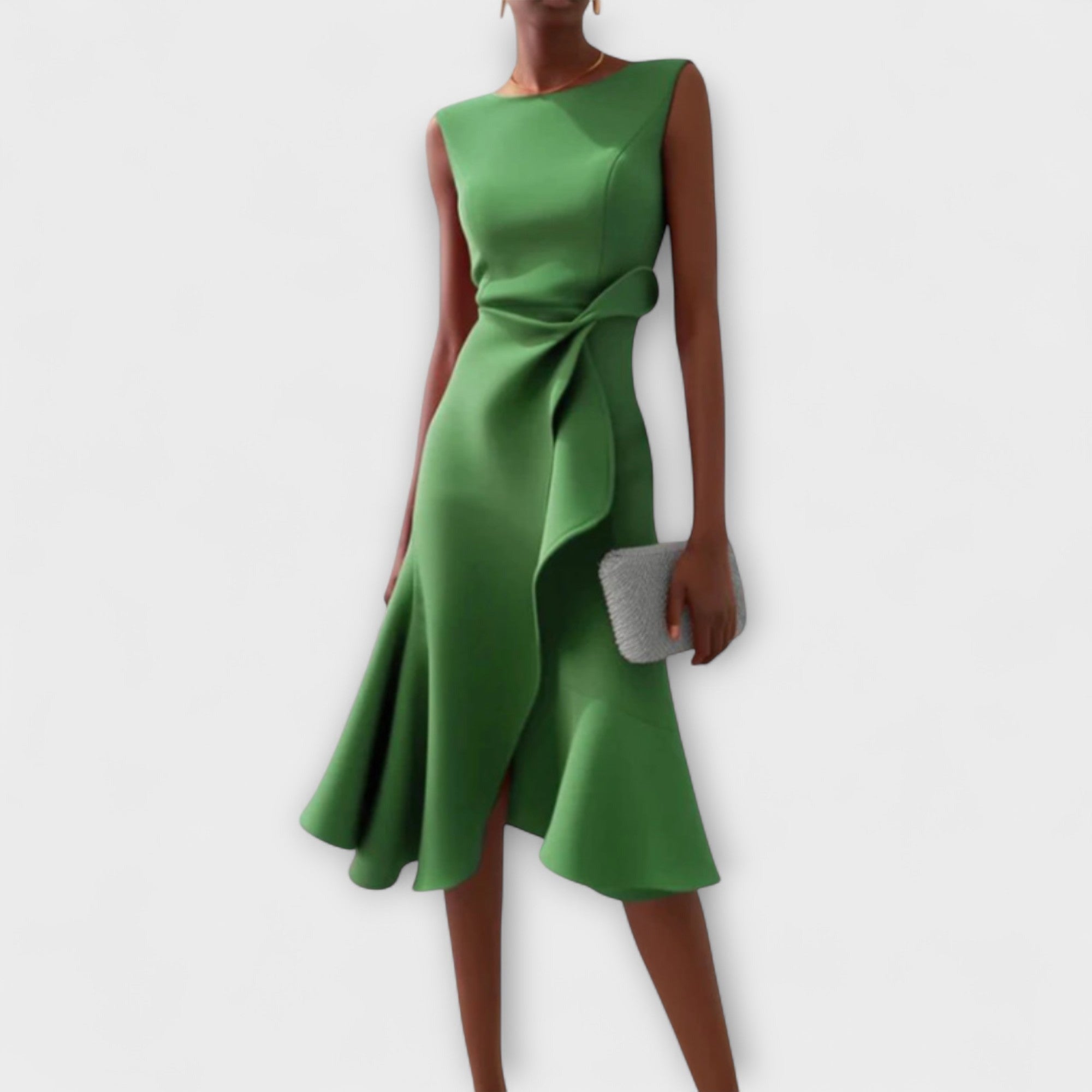 Formal Wedding Guest Midi Dress - Green