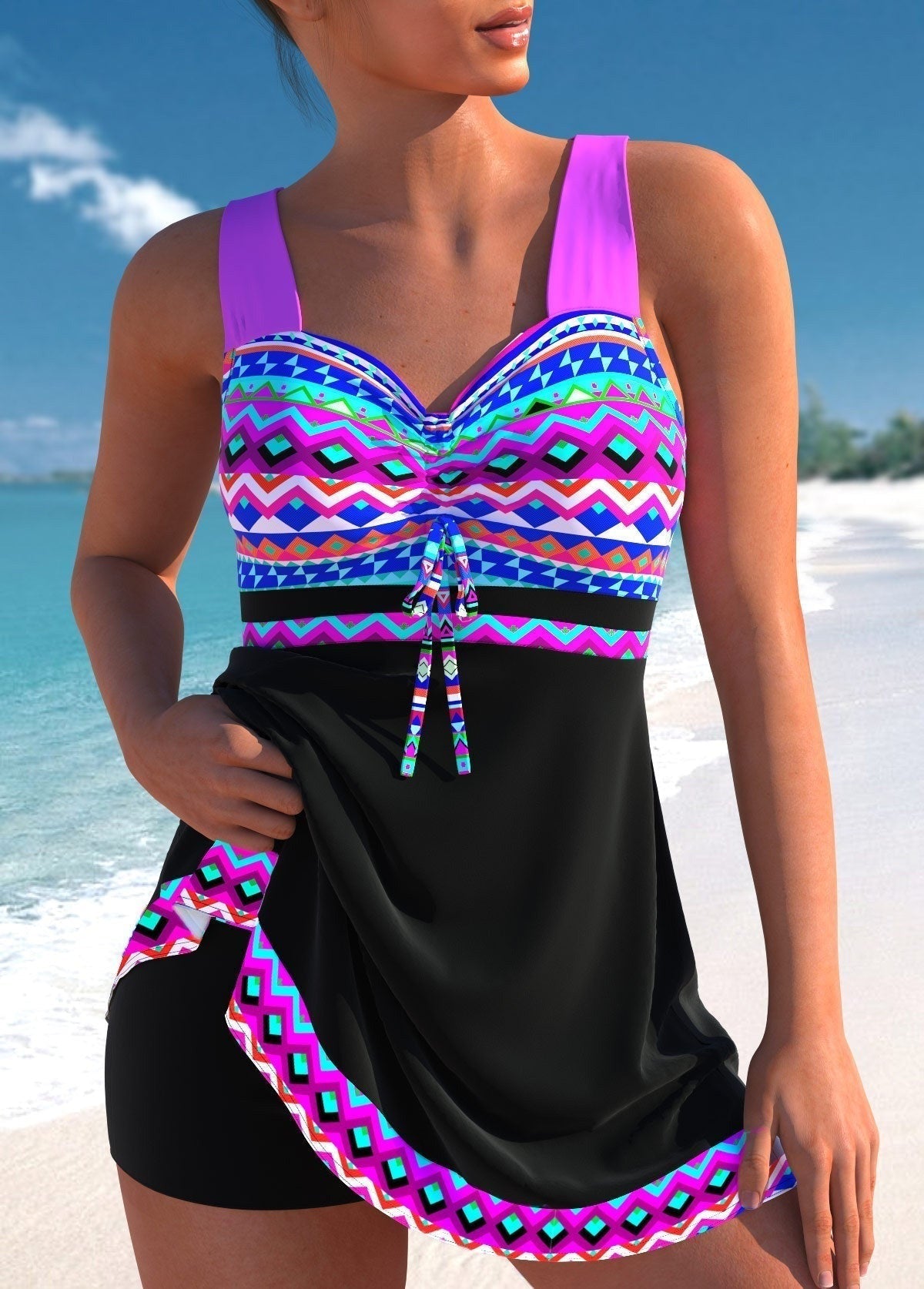 Geometric Print Swimdress