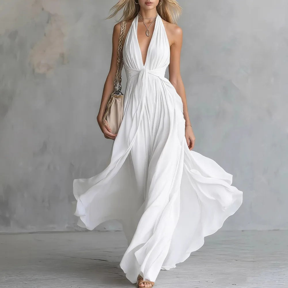 Grecian Goddess Maxi Dress - White