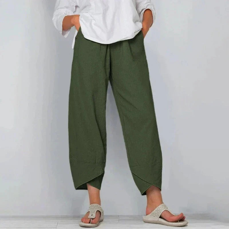 High Waisted Barrel Pants - Military Green